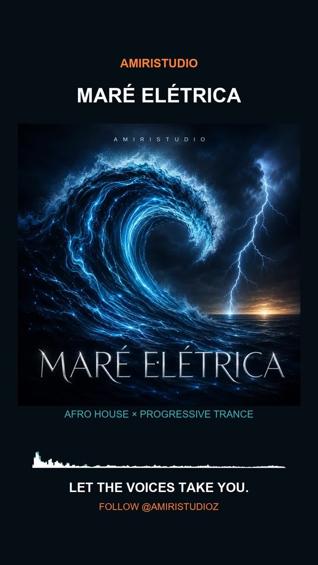 Blue lightning and wave visual for the Maré Elétrica vocal clip